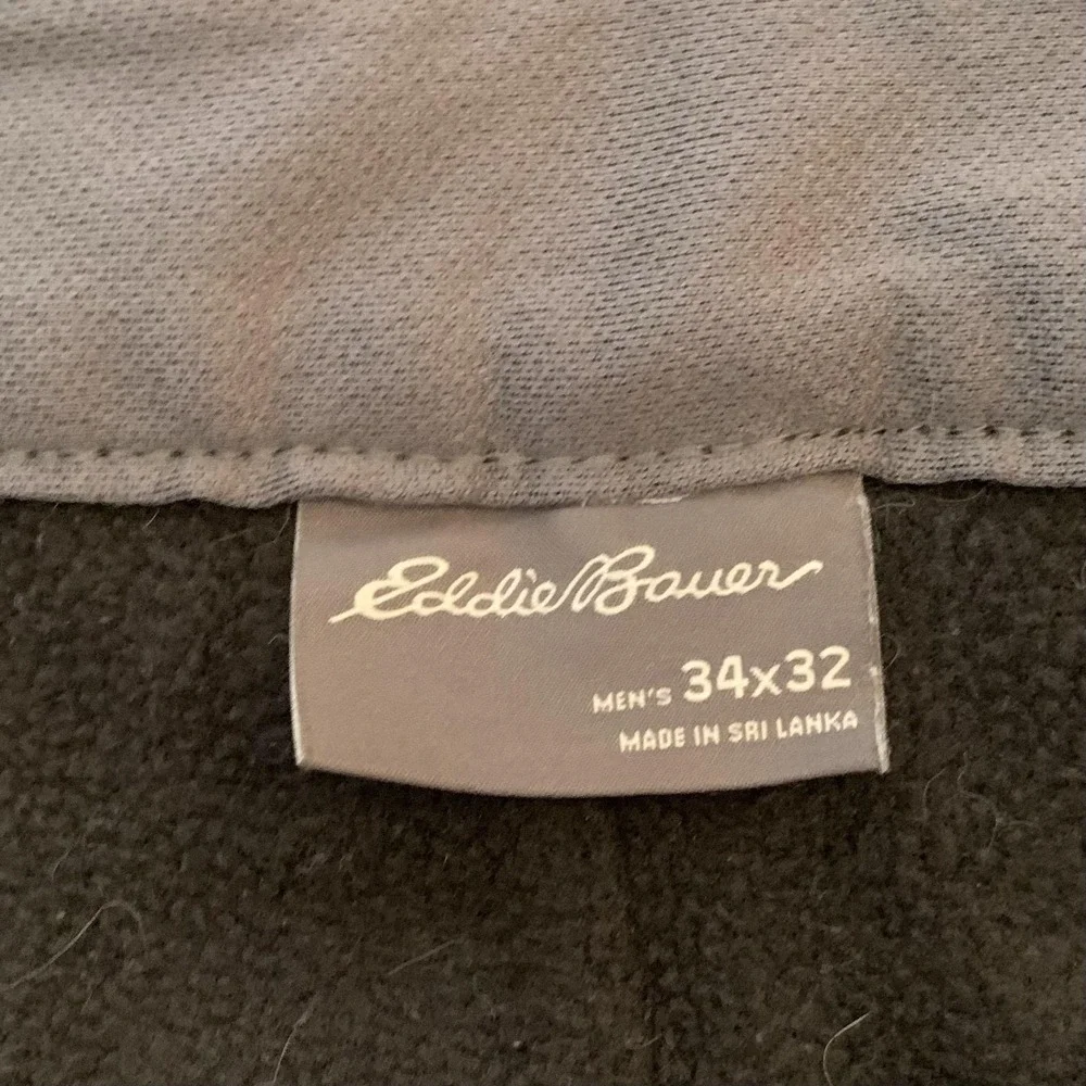 Eddie Bauer Pants Mens 34x32 Black Fleece Lined Tech Softshell Hiking Outdoor